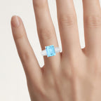 Swiss Blue Topaz Ring With White Topaz 5.74 Carats Sterling Silver