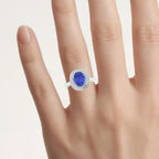 Tanzanite Ring With Diamonds 1.98 Carats 14K White Gold