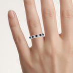 Blue Sapphire Ring With White Topaz 0.6 Carats Sterling Silver