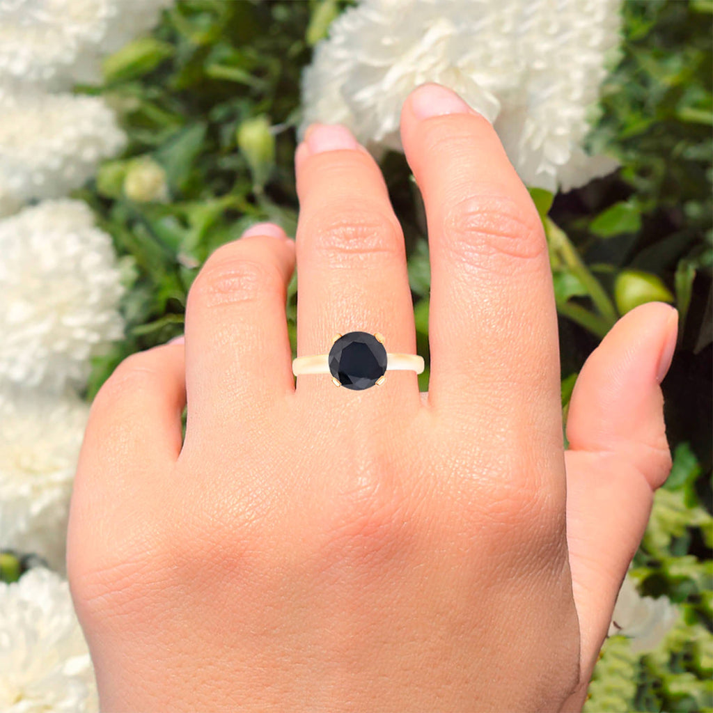 Black Diamond Ring 2.98 Carats 14K Yellow Gold