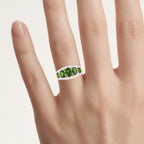 Chrome Diopside Ring With White Topaz 2.6 Carats Gold Plated Silver