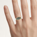 Green Diamond Ring With Yellow Diamonds 0.42 Carats Sterling Silver