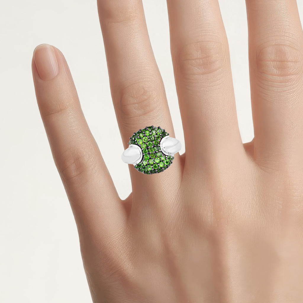 Chrome Diopside Ring 1.78 Carats Sterling Silver