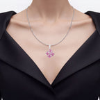Ruby Flower Pendant 3.66 Carats Sterling Silver