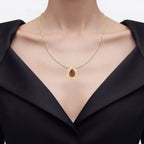 Drusy Quartz Pendant With Citrine 5.1 Carats Gold Plated Silver