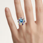 Natural Mixed Gemstones Ring 9.96 Carats Sterling Silver