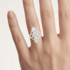 Aquamarine Ring With White Zircon 1.5 Carats Sterling Silver