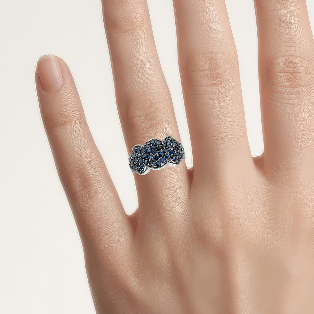 Blue Sapphire Ring 2.34 Carats Sterling Silver