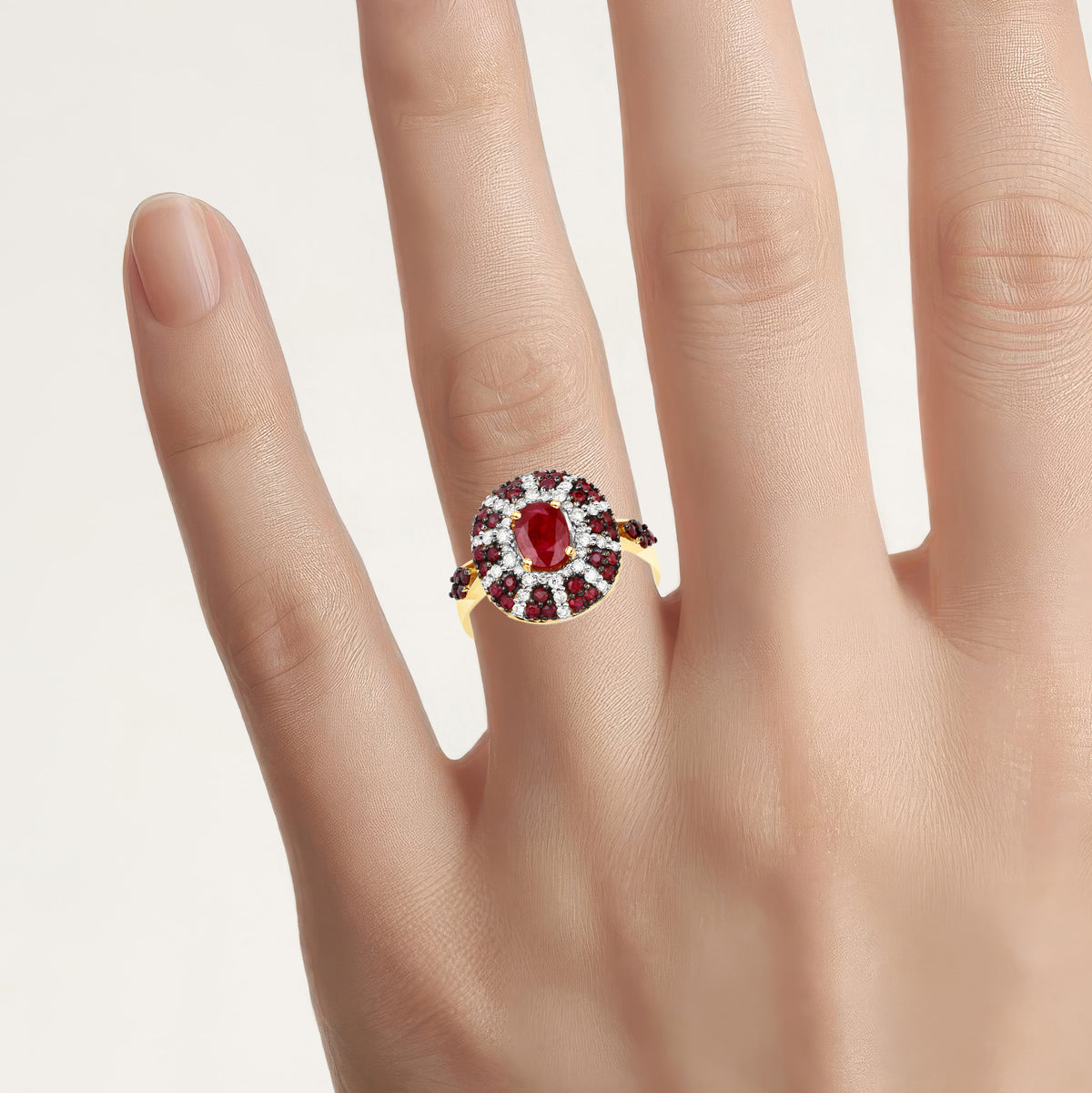 Ruby Ring With Diamonds 1.83 Carats 14K Yellow Gold