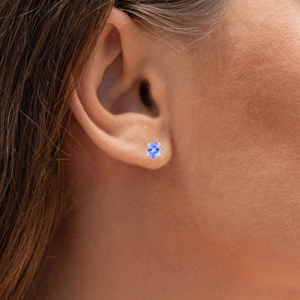 Tanzanite Stud Earrings 0.64 Carats Sterling Silver