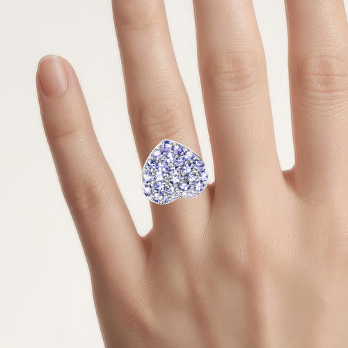 Tanzanite Heart Ring 3.88 Carats Sterling Silver