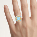 Blue Topaz Ring 6.56 Carats Gold Plated Silver