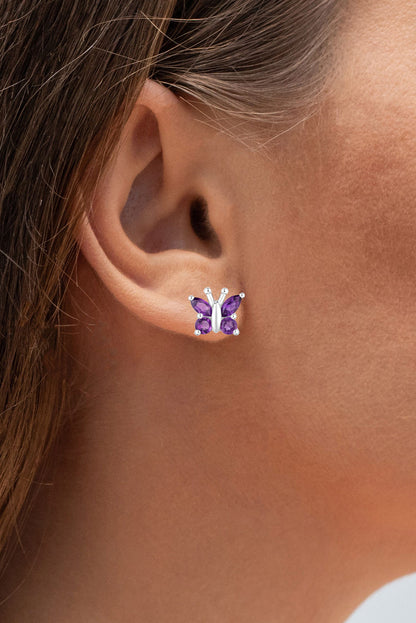 Amethyst Butterfly Earrings 0.98 Carats Sterling Silver