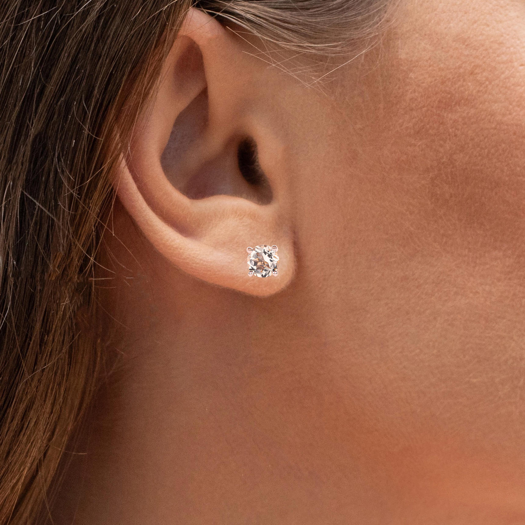 Morganite Stud Earrings 0.78 Carats Gold Plated Silver