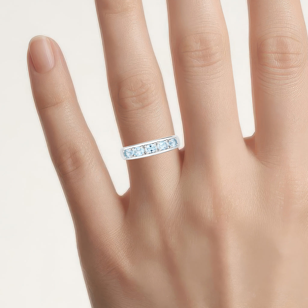 Blue Topaz Ring 0.94 Carats Sterling Silver
