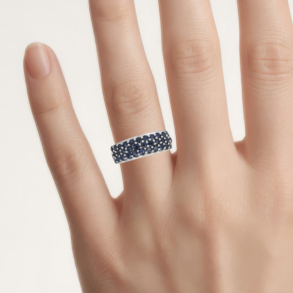 Blue Sapphire Ring 1.68 Carats Sterling Silver