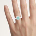 Emerald Ring With White Topaz 1.7 Carats Sterling Silver