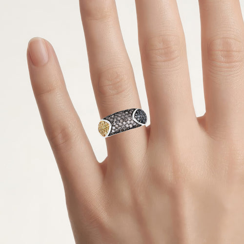 Champagne Diamond Ring With Blue Diamond 0.9 Carats Sterling Silver