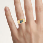 Blue Diamond Ring 0.62 Carats Gold Plated Silver