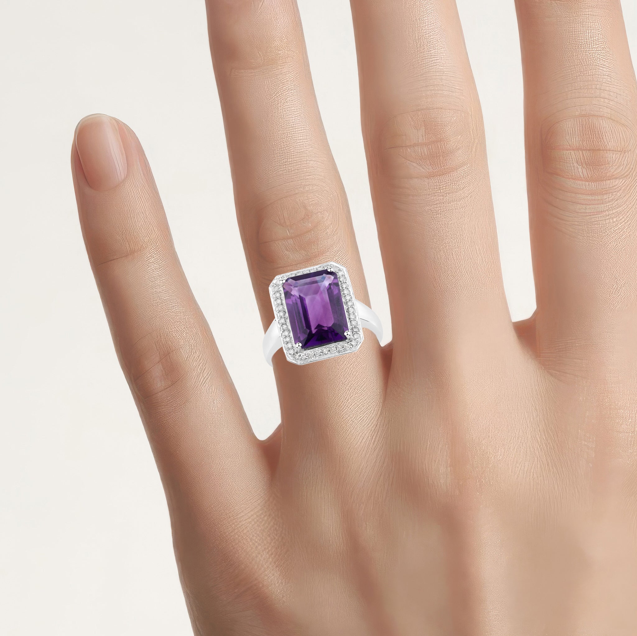 Amethyst Ring With Diamonds 5.3 Carats Sterling Silver