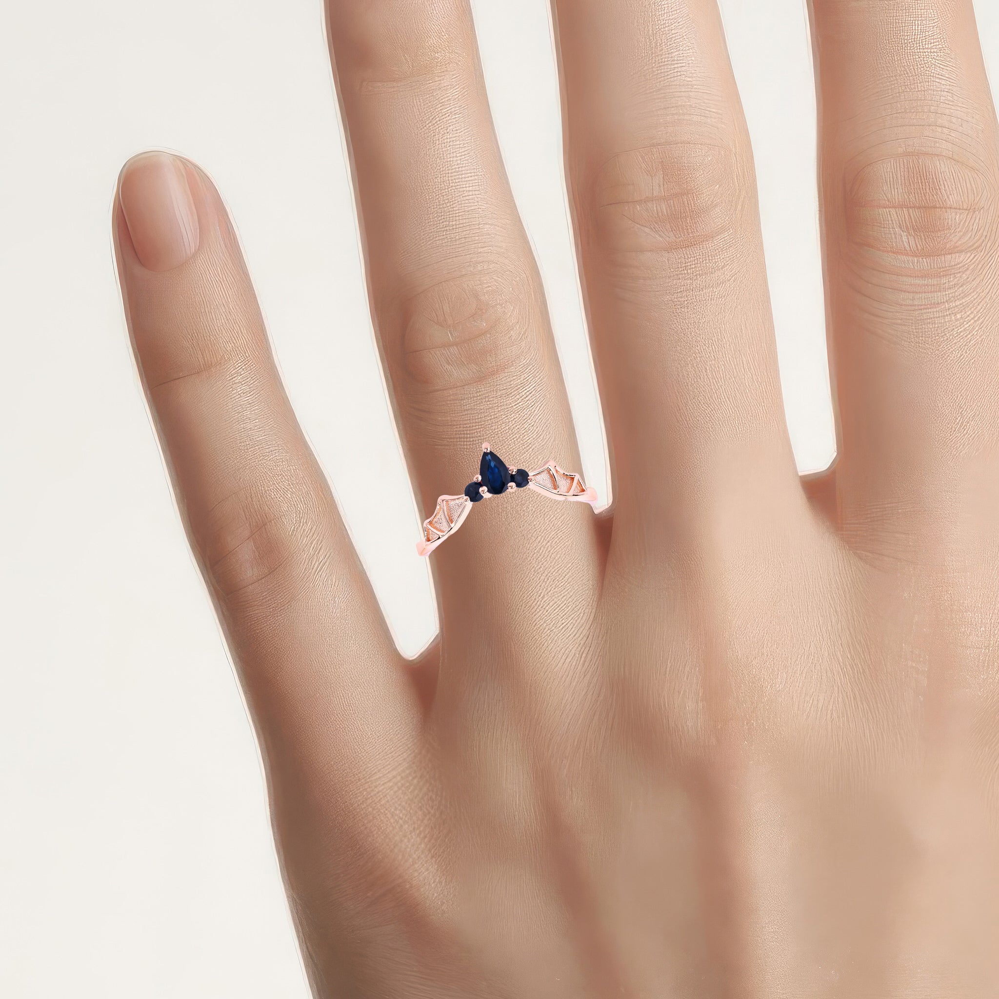 Blue Sapphire Ring 0.26 Carats Gold Plated Silver