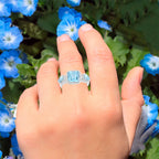 Blue Topaz Ring 3.78 Carats Sterling Silver