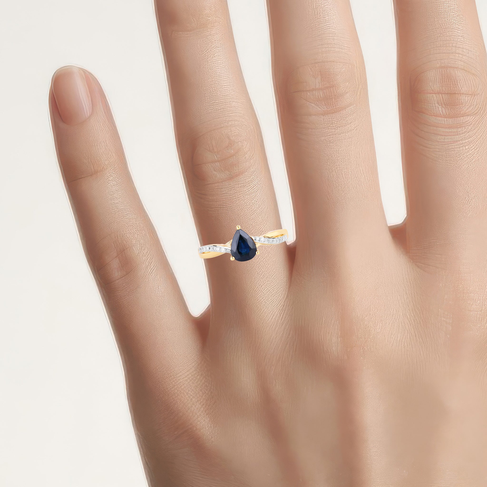 Blue Sapphire Ring With Diamonds 1.14 Carats 14K Yellow Gold