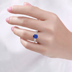 Blue Sapphire Ring With Diamonds 2.5 Carats 18K Yellow Gold