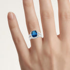 London Blue Topaz Ring With White Topaz 3.6 Carats Sterling Silver