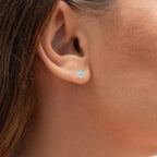 Blue Topaz Bat Stud Earrings 0.38 Carats Gold Plated Silver