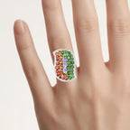 Tanzanite Ring With Chrome Diopside and Citrine 3.92 Carats Sterling Silver