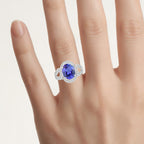 Tanzanite Ring With Diamonds 4.16 Carats 14K White Gold