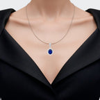 Blue Sapphire Pendant With Diamonds 2.82 Carats 18K White Gold