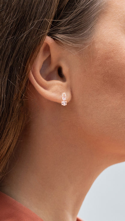 Morganite Earrings With Diamonds 0.62 Carats 14K Rose Gold