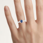 Blue Sapphire Ring With Diamonds 1.02 Carats 14K White Gold