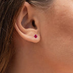 Ruby Stud Earrings 0.84 Carats 10K White Gold