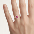 Ruby Flower Ring With Diamonds 0.66 Carats 14K Yellow Gold