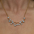 Blue Topaz Necklace 7.32 Carats Gold Plated Sterling Silver