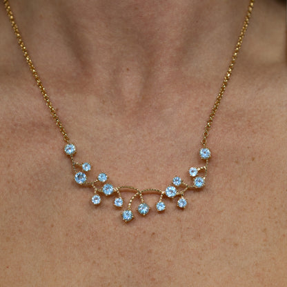 Blue Topaz Necklace 7.32 Carats Gold Plated Sterling Silver