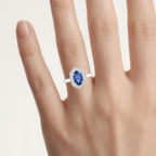 Blue Sapphire Ring With Diamonds 2.5 Carats 18K White Gold