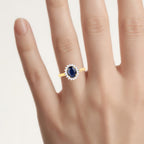 Blue Sapphire Ring With Diamonds 1.7 Carats 14K Yellow Gold