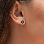 Blue Sapphire Stud Earrings 0.82 Carats 10K Yellow Gold