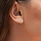 Morganite Stud Earrings With Diamonds 1.64 Carats 14K Rose Gold