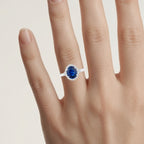 Blue Sapphire Ring With Diamonds 2.58 Carats 18K White Gold