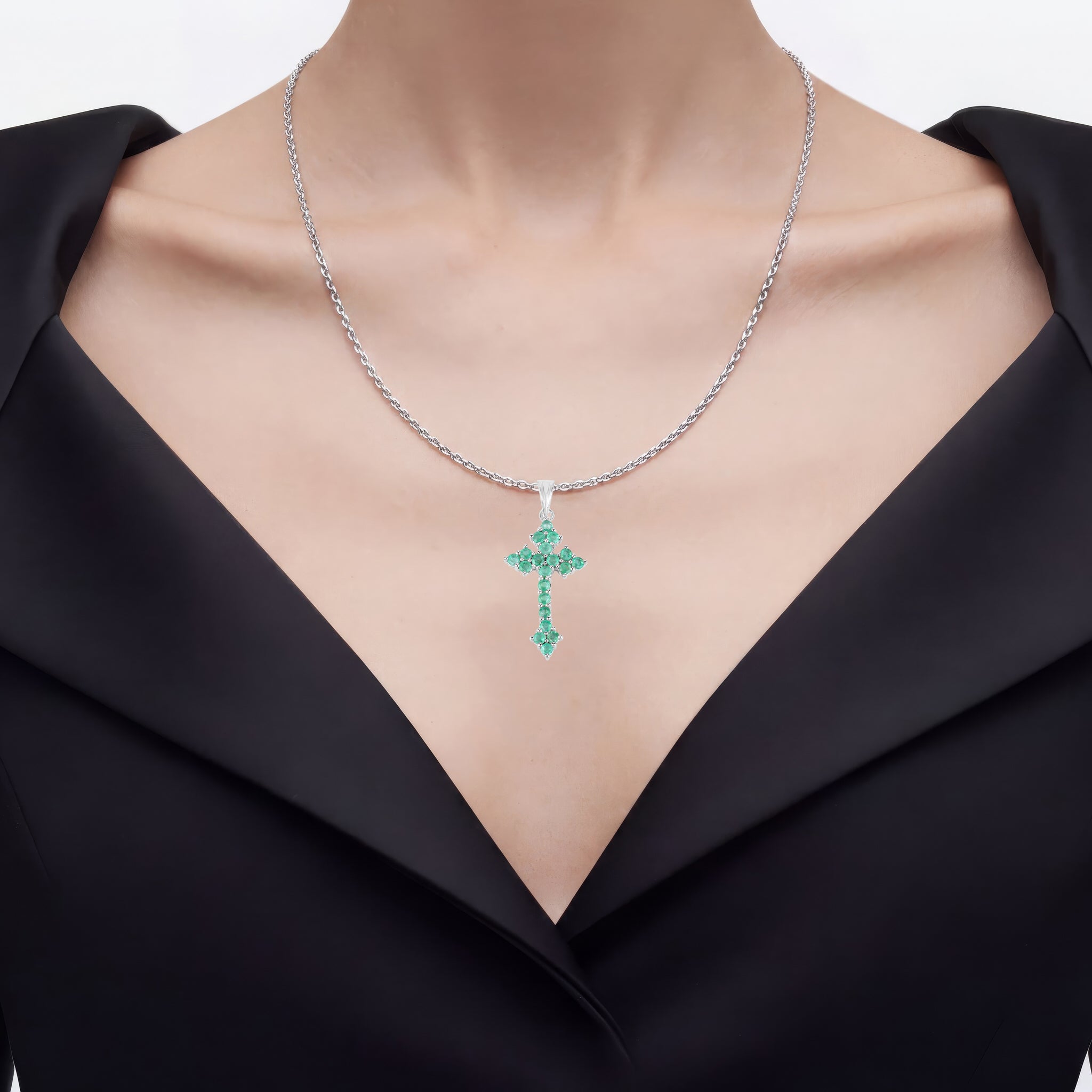 Zambian Emerald Pendant 1.98 Carats Sterling Silver