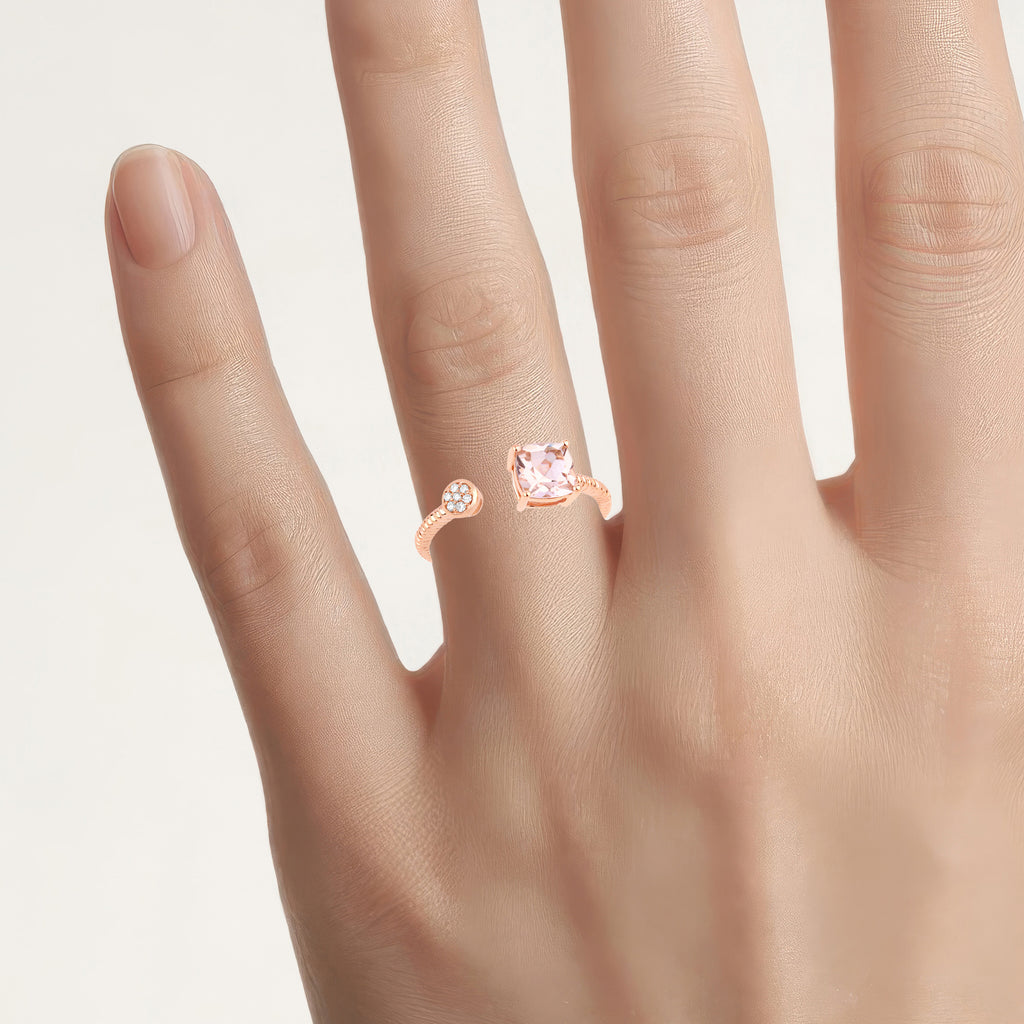 Morganite Ring With Diamonds 0.76 Carats 14K Rose Gold