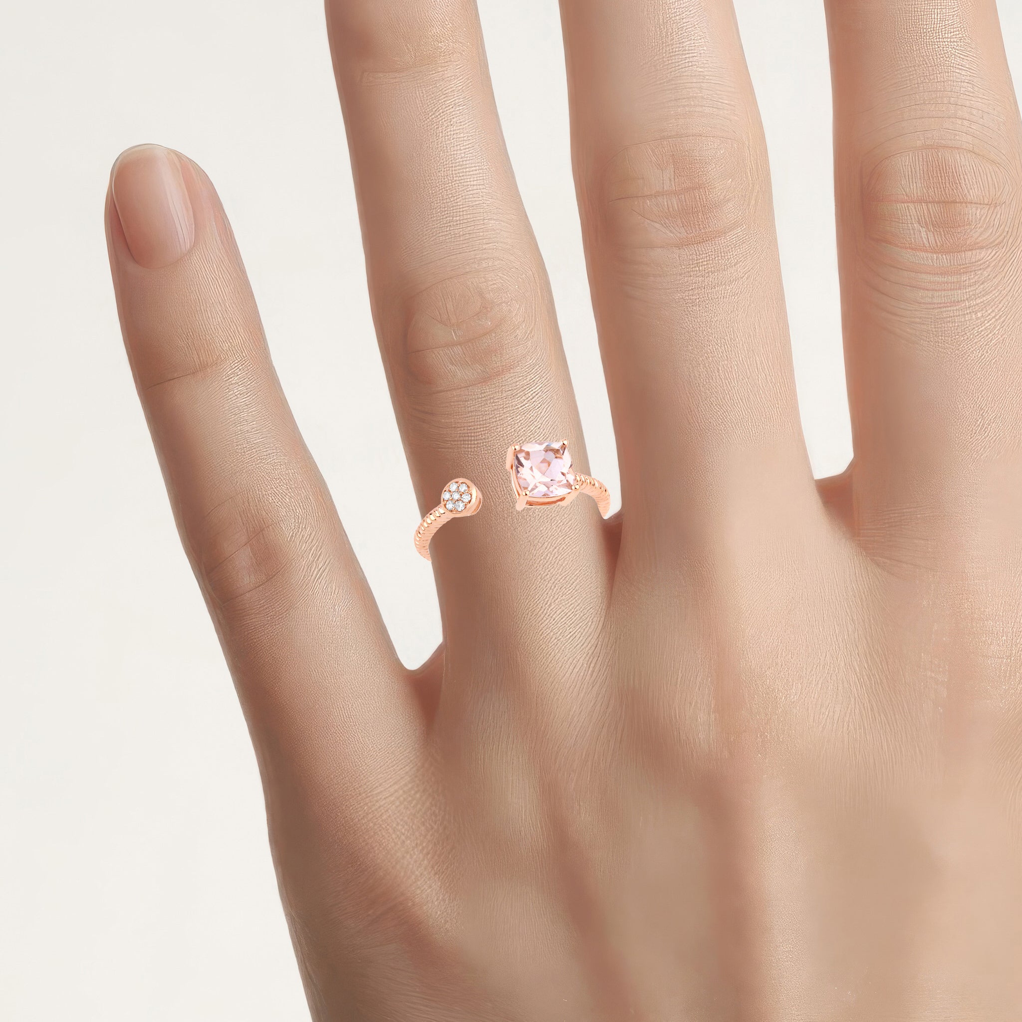 Morganite Ring With Diamonds 0.76 Carats 14K Rose Gold