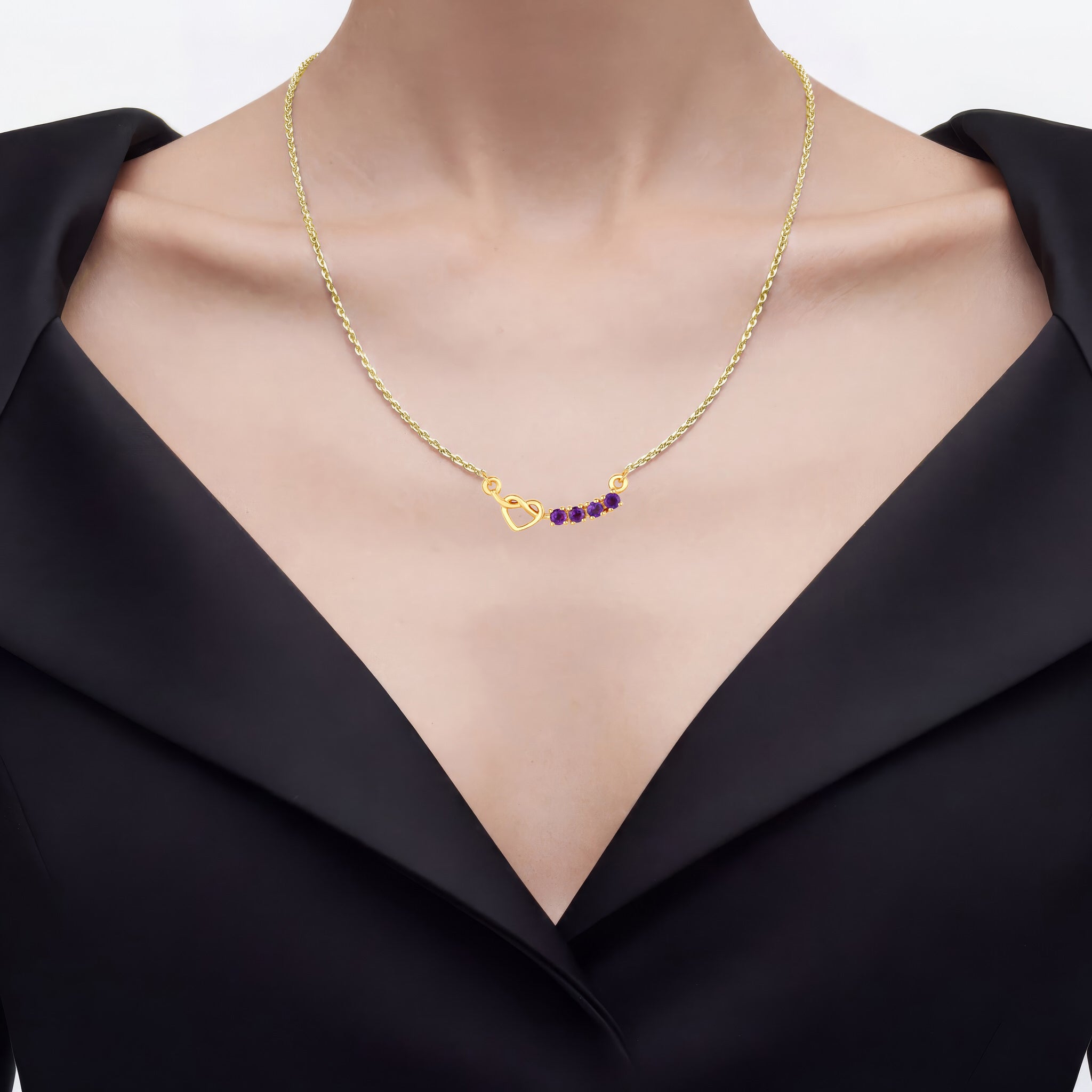 Amethyst Necklace 0.22 Carats Gold Plated Silver