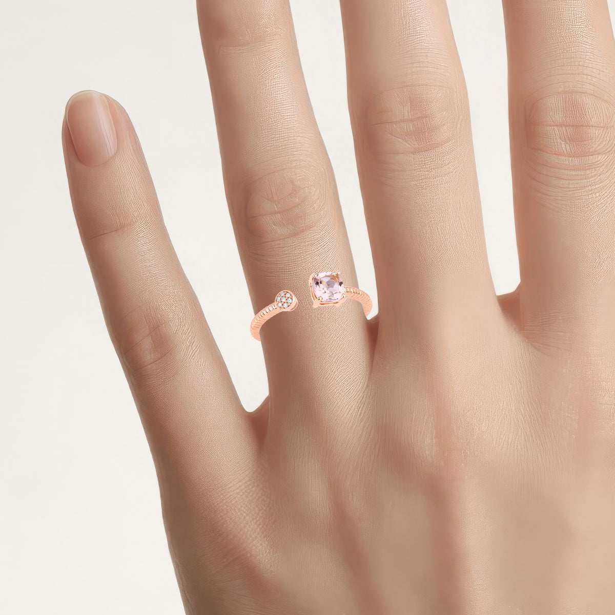 Morganite Ring With Diamonds 0.6 Carats 14K Rose Gold