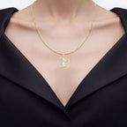 Citrine Witch Pendant With White Topaz 0.98 Carats Gold Plated Silver